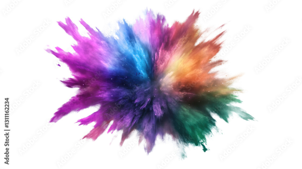 Obraz premium Colorful pink, yellow, and blue flowers in bloom isolated on white background