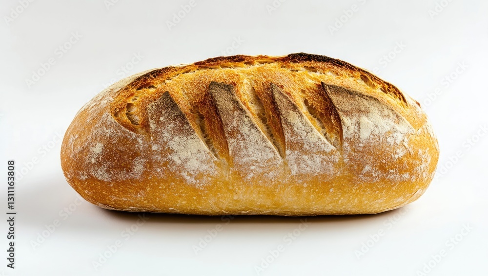 Freshly baked loaf of bread on white background Freshly baked loaf of bread on white background