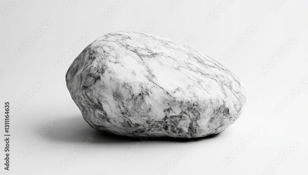 Fototapeta premium Gray Marble Rock on White Background