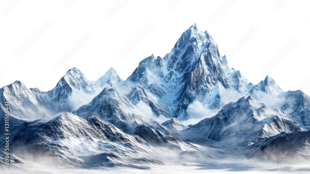 Fototapeta premium Snowy mountain landscape with panoramic alpine view