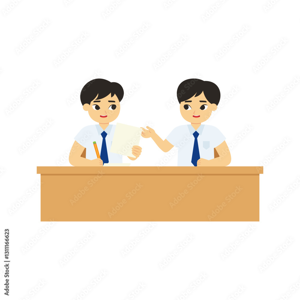 Obraz premium Class Activity Middle School Students Collaborating at School