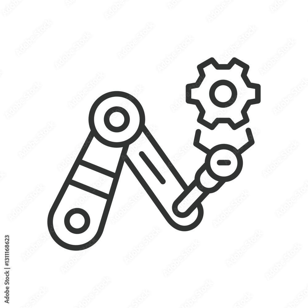 Automation, icon in line design. Automation, robotics, AI, process, system, technology, machine on white background vector. Automation, editable stroke icon Automation, icon in line design. Automation, robotics, AI, process, system, technology, machine on white background vector. Automation, editable stroke icon
