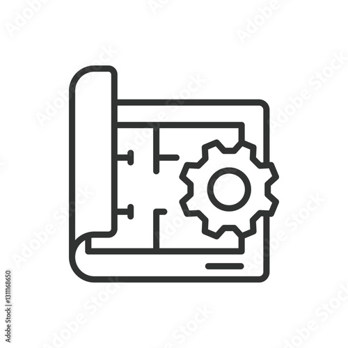 Architecting, icon in line design. Architecting, architecture, blueprint, construction, building, design, structure on white background vector. Architecting, editable stroke icon
