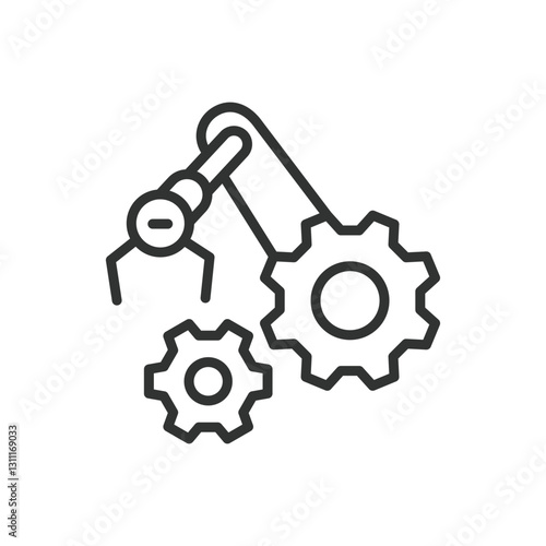 Robotic Systems, icon in line design. Robotic Systems, robotics, automation, artificial intelligence, industrial robots, robotic arm on white background vector. Robotic Systems, editable stroke icon