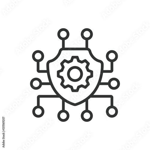 Cybersecurity, icon in line design. Cybersecurity, security, protection, firewall, encryption, data protection, threat on white background vector. Cybersecurity, editable stroke icon