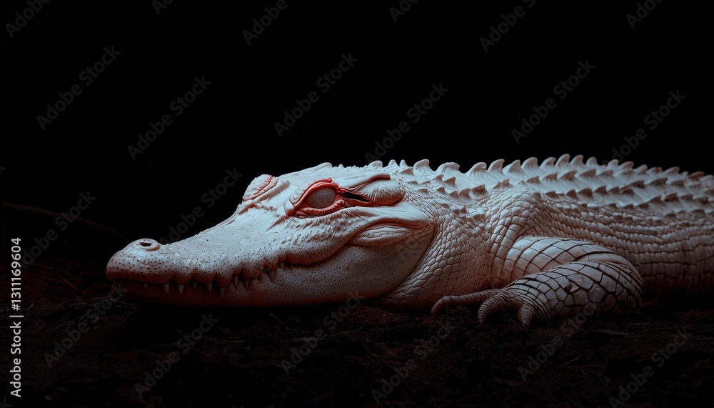Obraz premium Albino Alligator in Dark Habitat