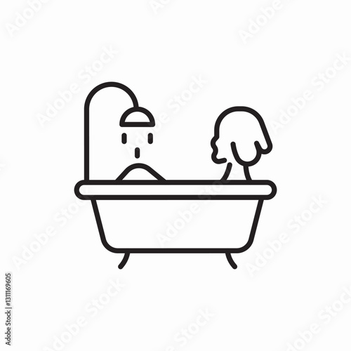woman in bathroom shower icon vector sign