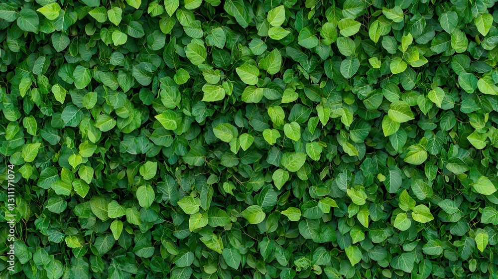 Obraz premium Dense Green Leafy Wall Texture Ideal for Nature Backgrounds and Eco-Friendly Designs