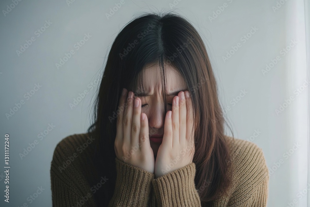 Sad Woman Hiding Face Hands Depression Stress Anxiety Sorrow Grief Upset Worried Troubled Problem Sad Woman Hiding Face Hands Depression Stress Anxiety Sorrow Grief Upset Worried Troubled Problem