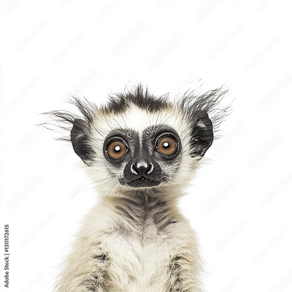 Fototapeta premium Lemur with expressive eyes isolated on white background