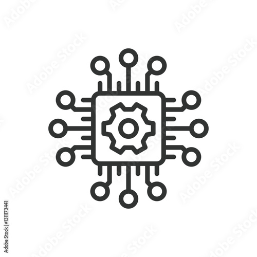 Technology, icon in line design. Technology, digital, innovation, network, AI, automation, computing on white background vector. Technology, editable stroke icon