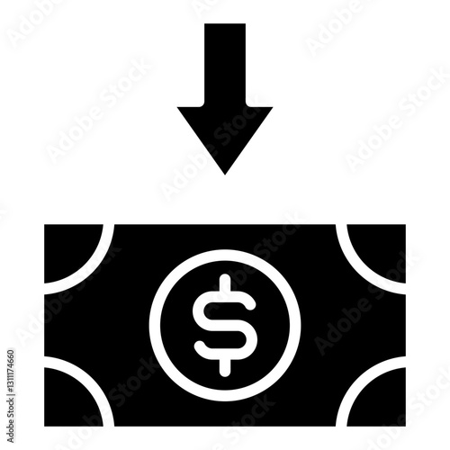 Money Down Glyph Icon