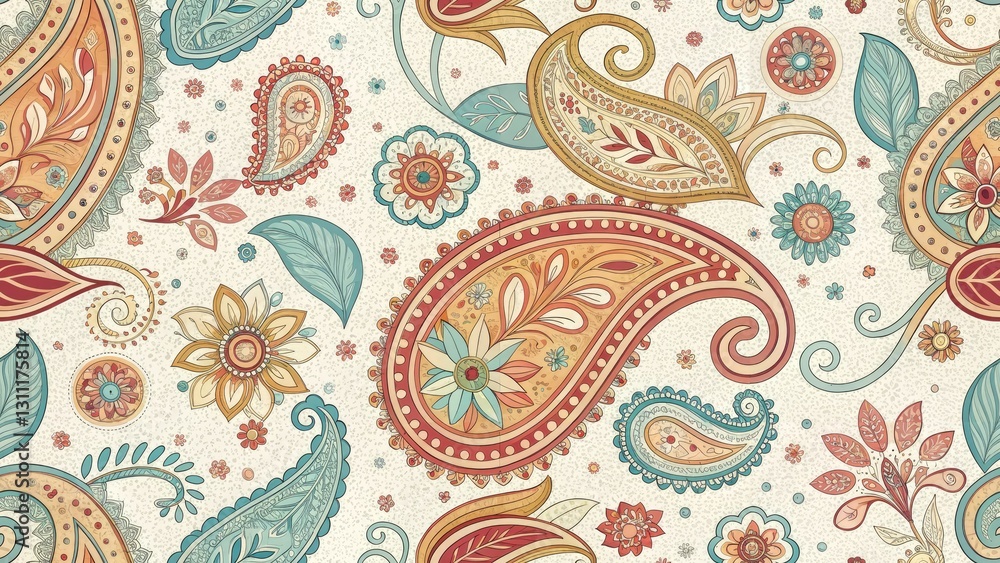 Naklejka premium Low Light Paisley Photography: Soft Pastel Hues, Elegant Design, Night Photography, Dark Background, Subtle Lighting