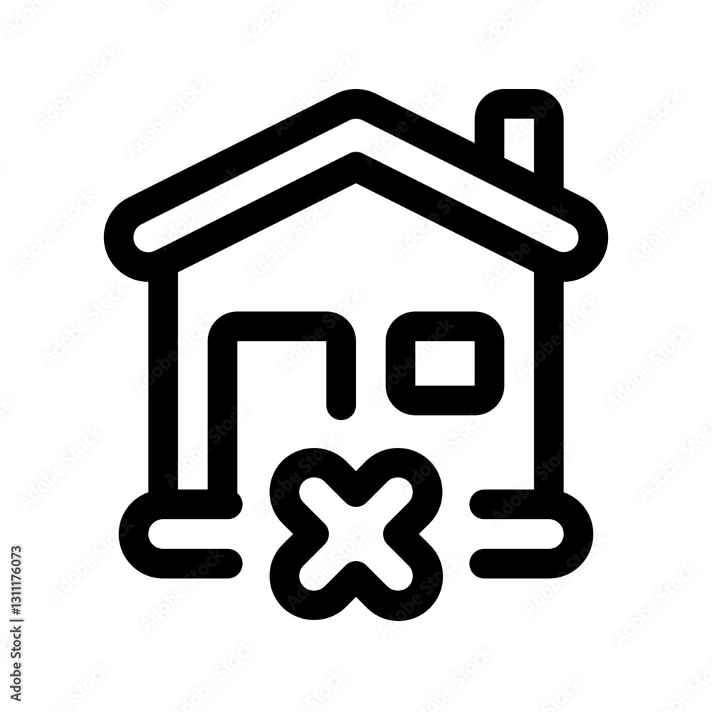 Property Rejected Line Icon. Single icon, line vector icon Property Rejected Line Icon. Single icon, line vector icon