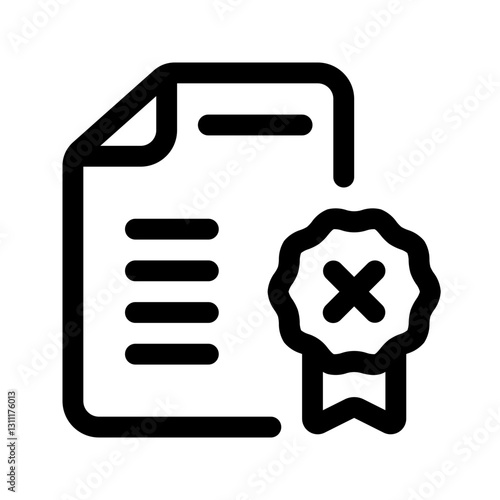 Not Certified Line Icon. Single icon, line vector icon