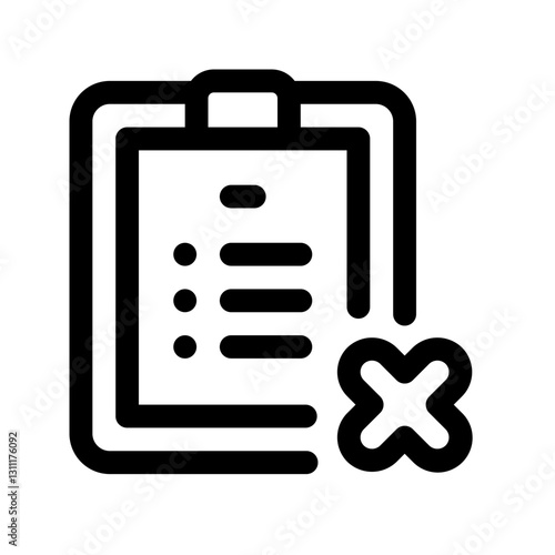 Document Rejected Line Icon. Single icon, line vector icon