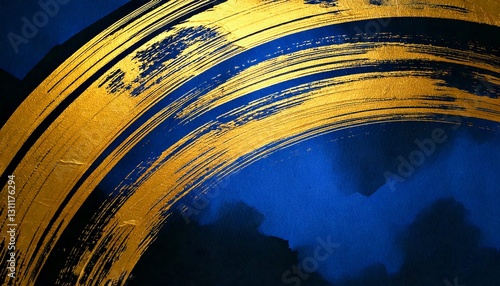 和風　背景　青　水彩　金色　筆　ストローク　背景　高級感