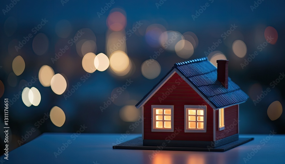 Cozy miniature home at night Cozy miniature home at night