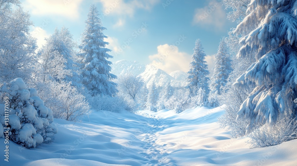 Fototapeta premium Winter snow carpet isolated on with copy space for text. cold.