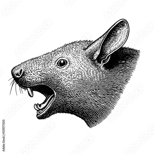 Engraved vector design featuring a detailed rat head tattoo illustration for creative projects