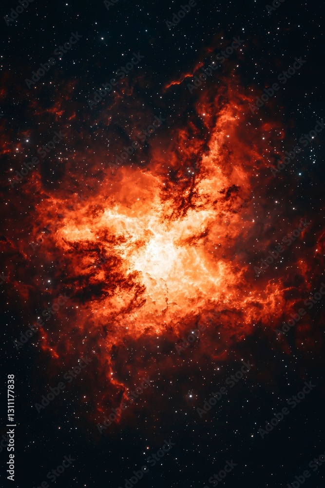 Cosmic Nebula, Fiery Star, Space Cosmic Nebula, Fiery Star, Space