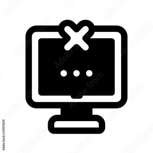 Computer Rejected Glyph Icon. Single icon, glyph vector icon