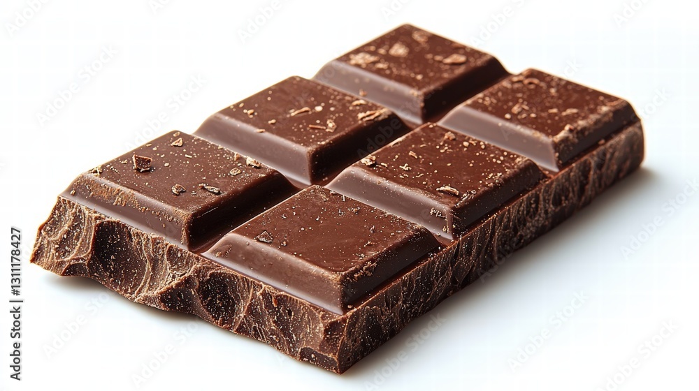 Classic chocolate bar displayed on a clean surface emphasizing its tempting appeal and texture Classic chocolate bar displayed on a clean surface emphasizing its tempting appeal and texture