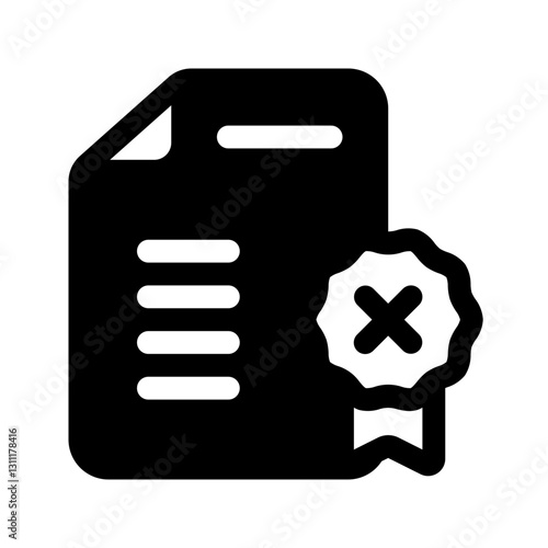 Not Certified Glyph Icon. Single icon, glyph vector icon