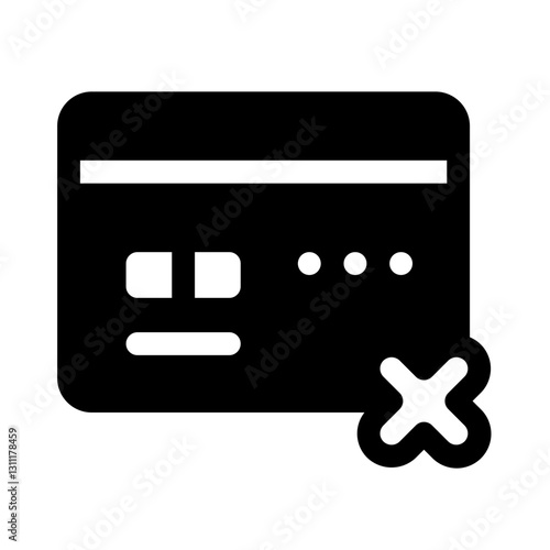 Payment Rejected Glyph Icon. Single icon, glyph vector icon