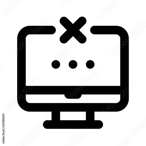 Computer Rejected Simple Line Icon. Single icon, line vector icon