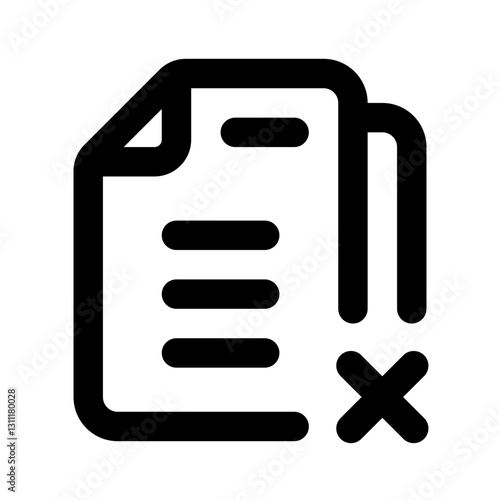 Document Rejected Simple Line Icon. Single icon, line vector icon