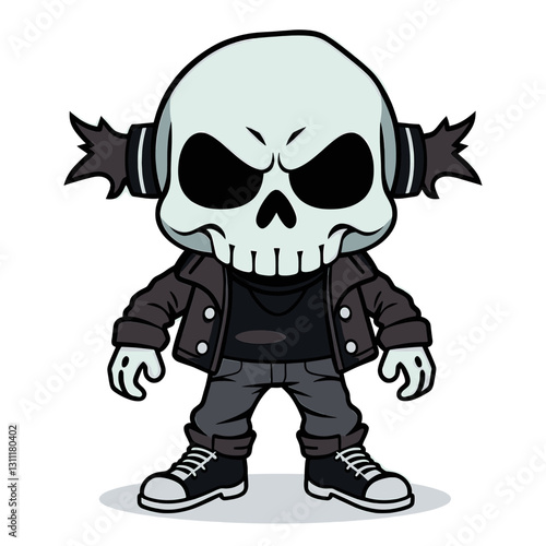 Cartoon skeleton in a black suit