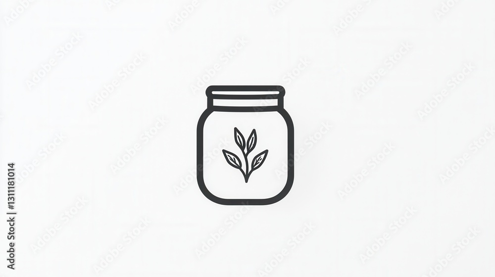 Elegant black and white minimalist spice jar logo with herbal branding for contemporary culinary designs and packaging Elegant black and white minimalist spice jar logo with herbal branding for contemporary culinary designs and packaging