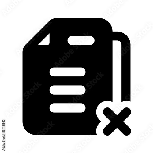 Document Rejected Simple Glyph Icon. Single icon, glyph vector icon