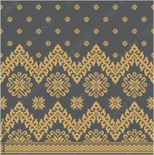 Vector illustration Indonesian Riau Malay songket woven fabric motif. Suitable for fabric motifs, batik, backgrounds, decorations, etc