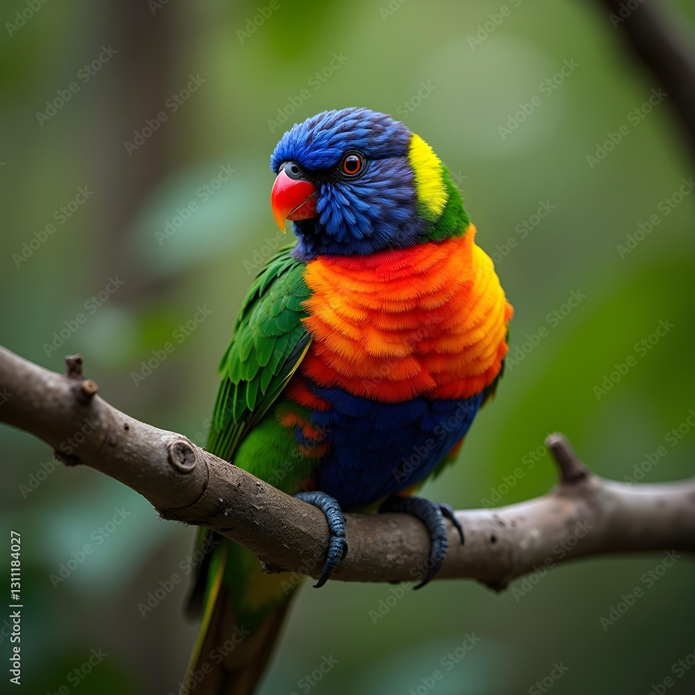rainbow lorikeet on a branch rainbow lorikeet on a branch