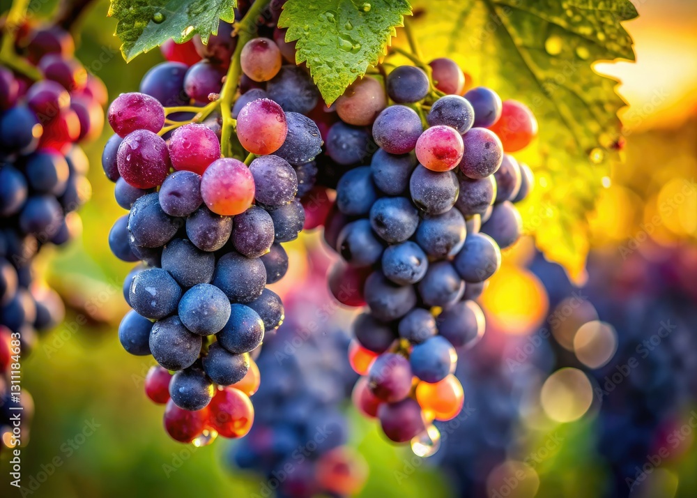 Macro Photography: Juicy Ripe Grapes Ready for Market - Stunning Vine Closeup Macro Photography: Juicy Ripe Grapes Ready for Market - Stunning Vine Closeup