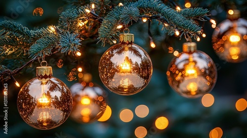 Charming christmas tree adorned with colorful lights creating a warm and joyful holiday vibe