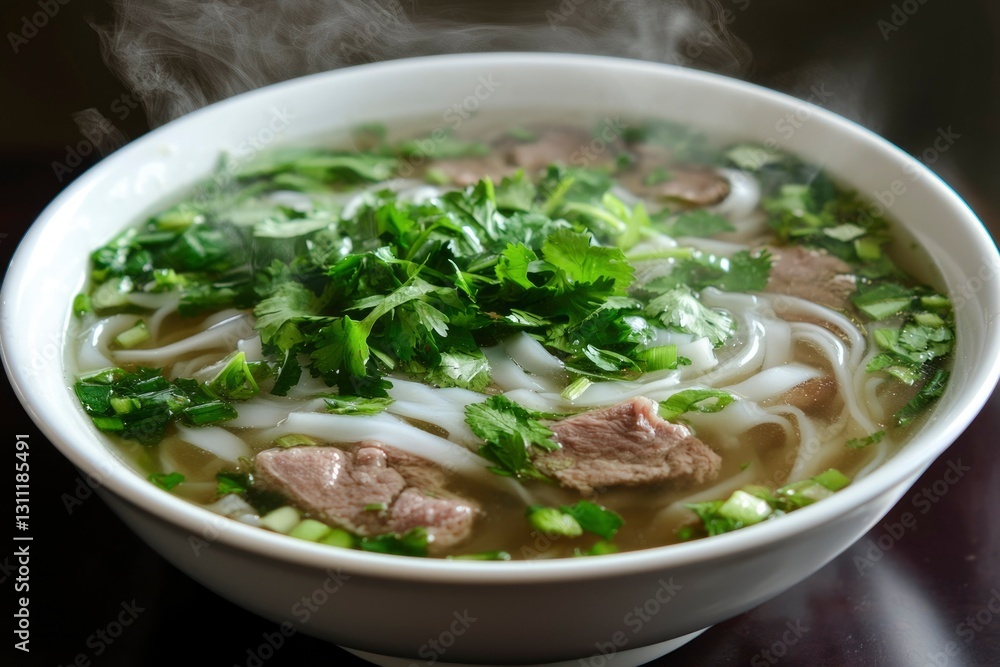 Steaming Beef Noodle Soup Bowl Steaming Beef Noodle Soup Bowl