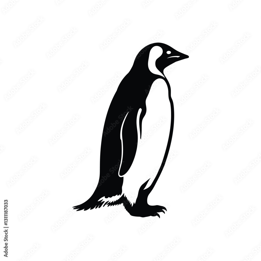 Fototapeta premium Penguins simple Vector minimal black silhouette