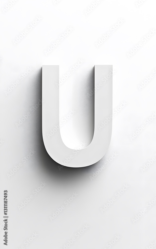 47. Minimalist letter U on a smooth white backdrop, no text or watermark 47. Minimalist letter U on a smooth white backdrop, no text or watermark