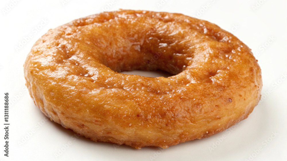 Freshly made sweet ring shaped rice doughnut with golden glaze Freshly made sweet ring shaped rice doughnut with golden glaze