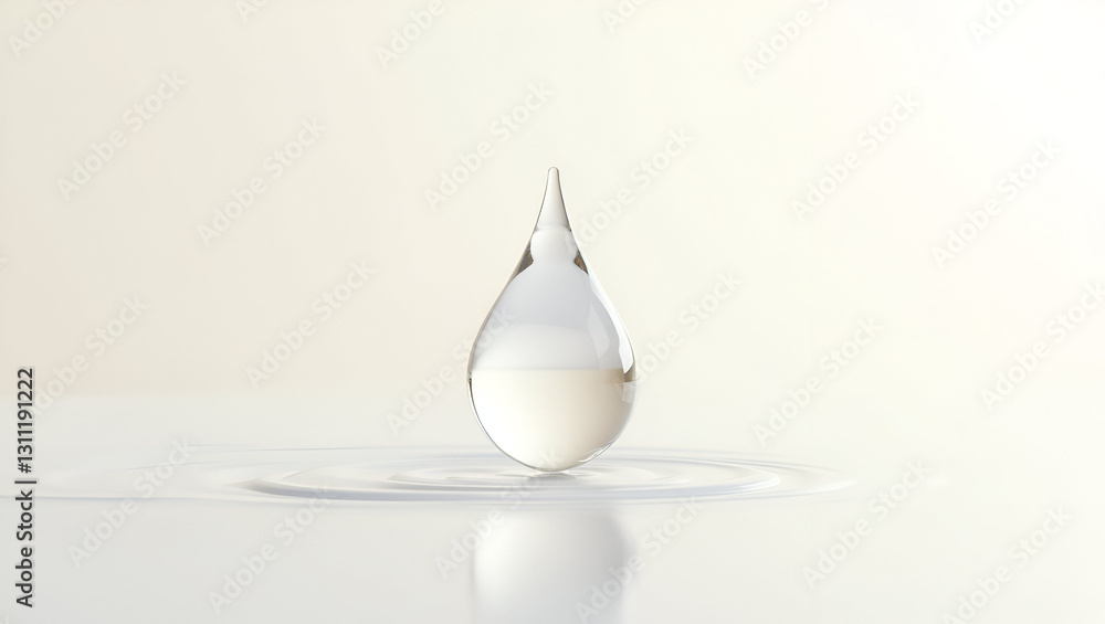 Fototapeta premium Solitary Transparent and Intricately Designed Cosmetic Oil Drop – Luxury Skincare Concept