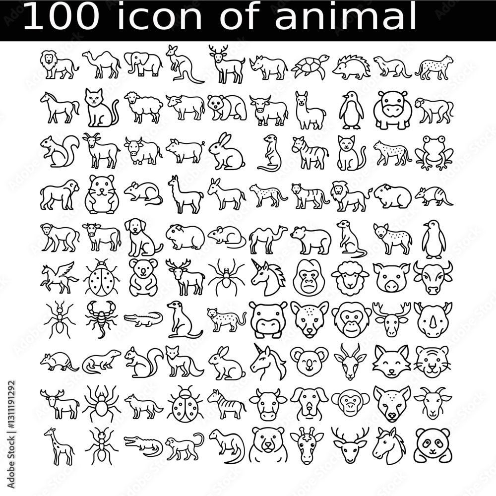 Set of animal icon, Silhouettes, Vector illustration Set of animal icon, Silhouettes, Vector illustration