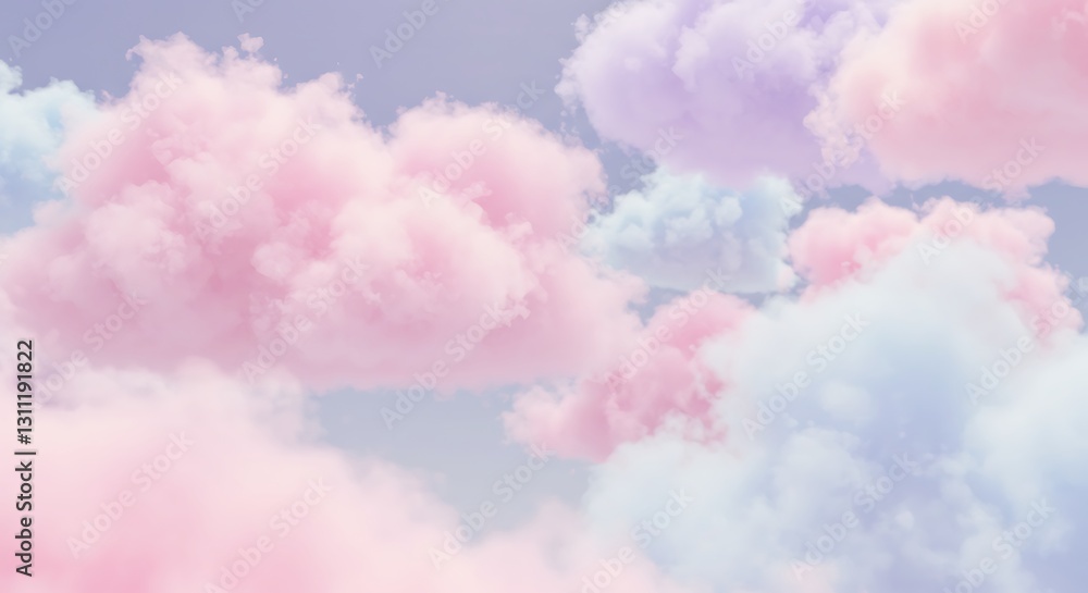 Soft Colorful Clouds Against a Light Blue Sky Creating a Dreamy Atmosphere Soft Colorful Clouds Against a Light Blue Sky Creating a Dreamy Atmosphere