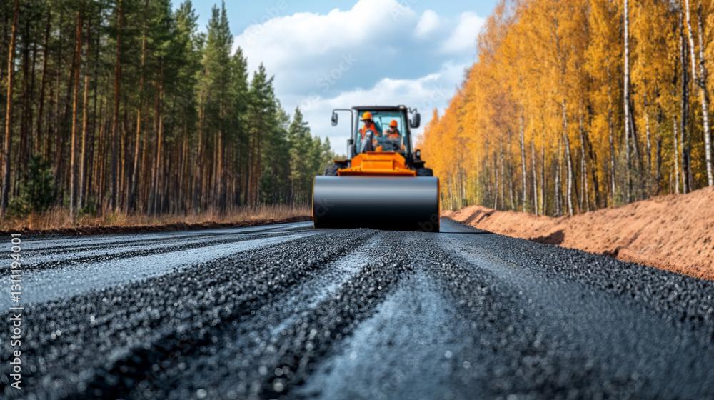 Construction of Road Surface by Civil Engineer Using Heavy Machinery for Durability Testing Construction of Road Surface by Civil Engineer Using Heavy Machinery for Durability Testing