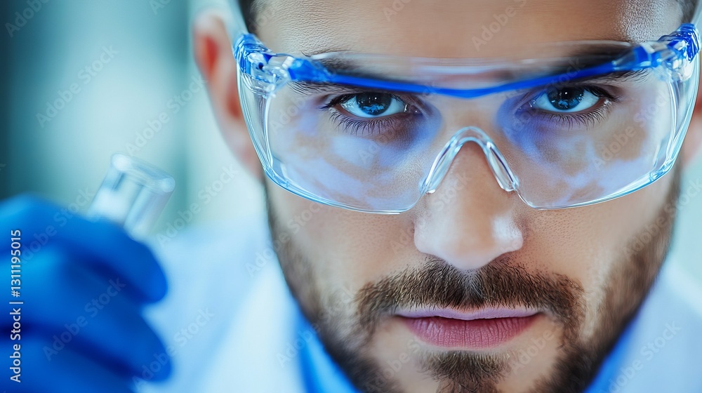 Chemical Engineer Explaining Process of Reaction in Laboratory with Test Tube in Hand Chemical Engineer Explaining Process of Reaction in Laboratory with Test Tube in Hand
