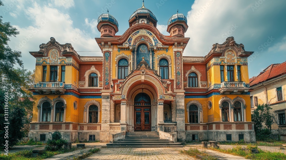 Fototapeta premium 9 september 2016 - oradea, romania: the neolog synagogue zion, a jewsih temple built during the 19th century now running as a museum with a monumental beautiful look. eclecticism.