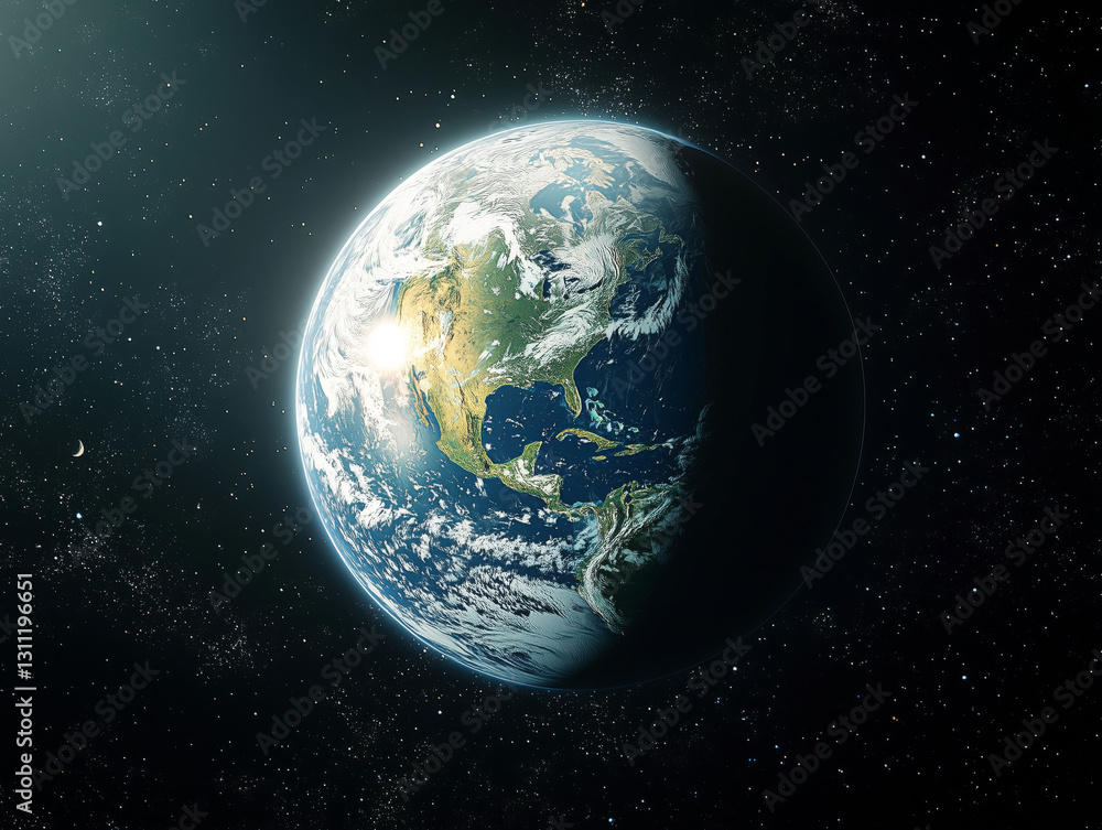 Half-lit Earth with Moon or Sun Half-lit Earth with Moon or Sun