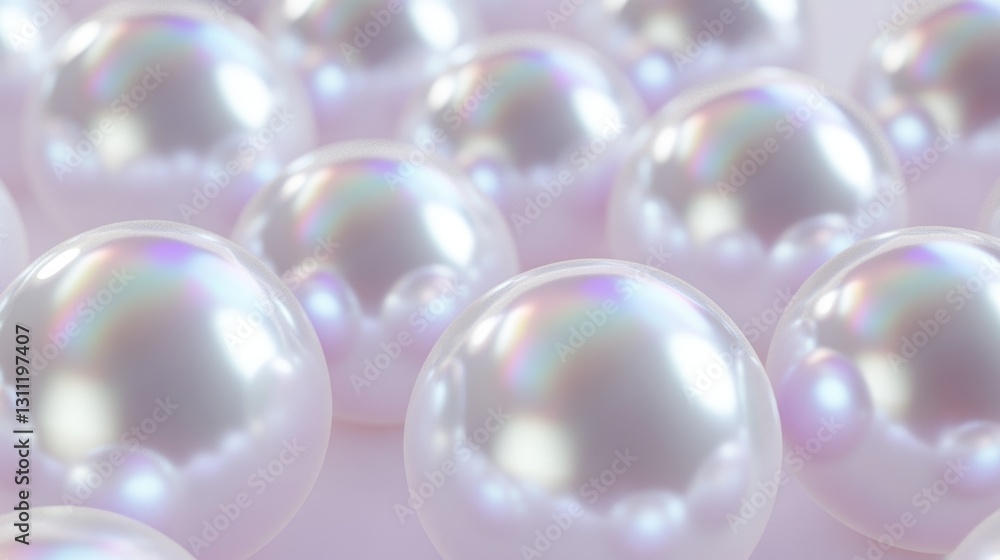 Close up image featuring lustrous white spheres with reflections Close up image featuring lustrous white spheres with reflections